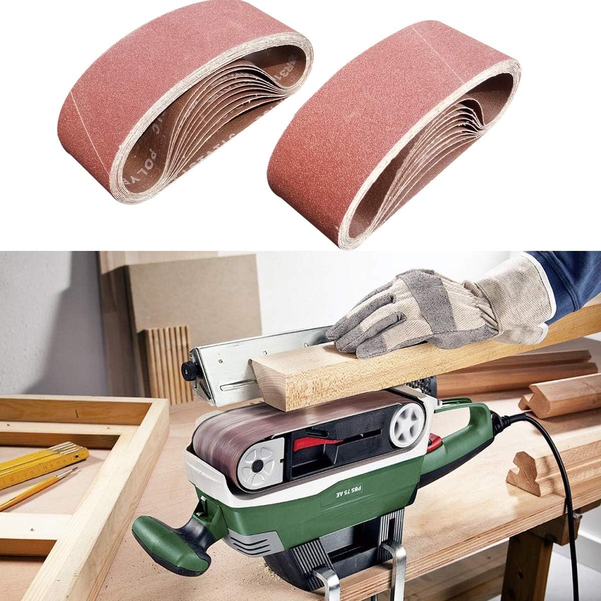 M-jump 20 PCS 3 x 21 Inch Sanding Belts | 100 Grit Aluminum Oxide Sanding Belt | Premium Sandpaper for Portable Belt Sander – 20 Pack