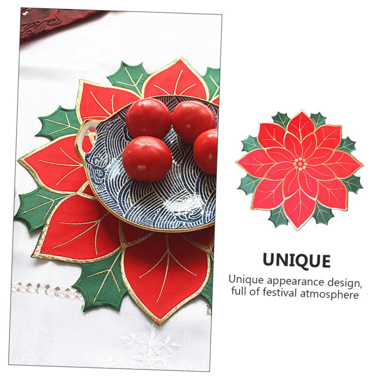 HEMOTON 4pezzi Tovaglietta Natalizia Decorativa Resistente Stuoia Da Tavolo Con Motivo Festivo Per Casa e Ristorante Facile Da Pulire e Conservare Atmosfera Accogliente Per Festività