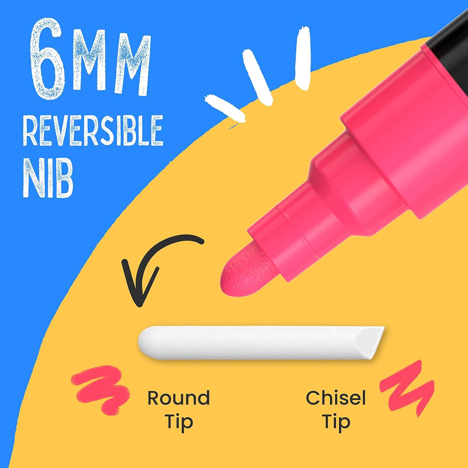 Chalkola Liquid Chalk Markers for Blackboard & Glass (Pack of 16, 6mm Reversible Tip) Washable Chalk Pens for Window, Bistro, Mirror, Car, Wall Calendar, Menu Board | Chalkboard Markers Erasable