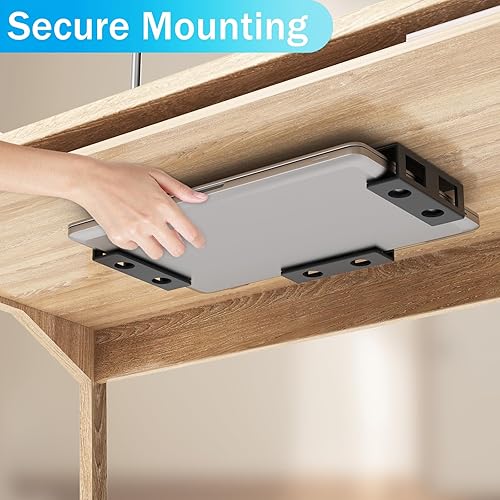 Miniatura 4 de 3 piezas de soporte para laptop debajo del escritorio con almohadilla de silicona antiarañazos debajo del escritorio estante de montaje para