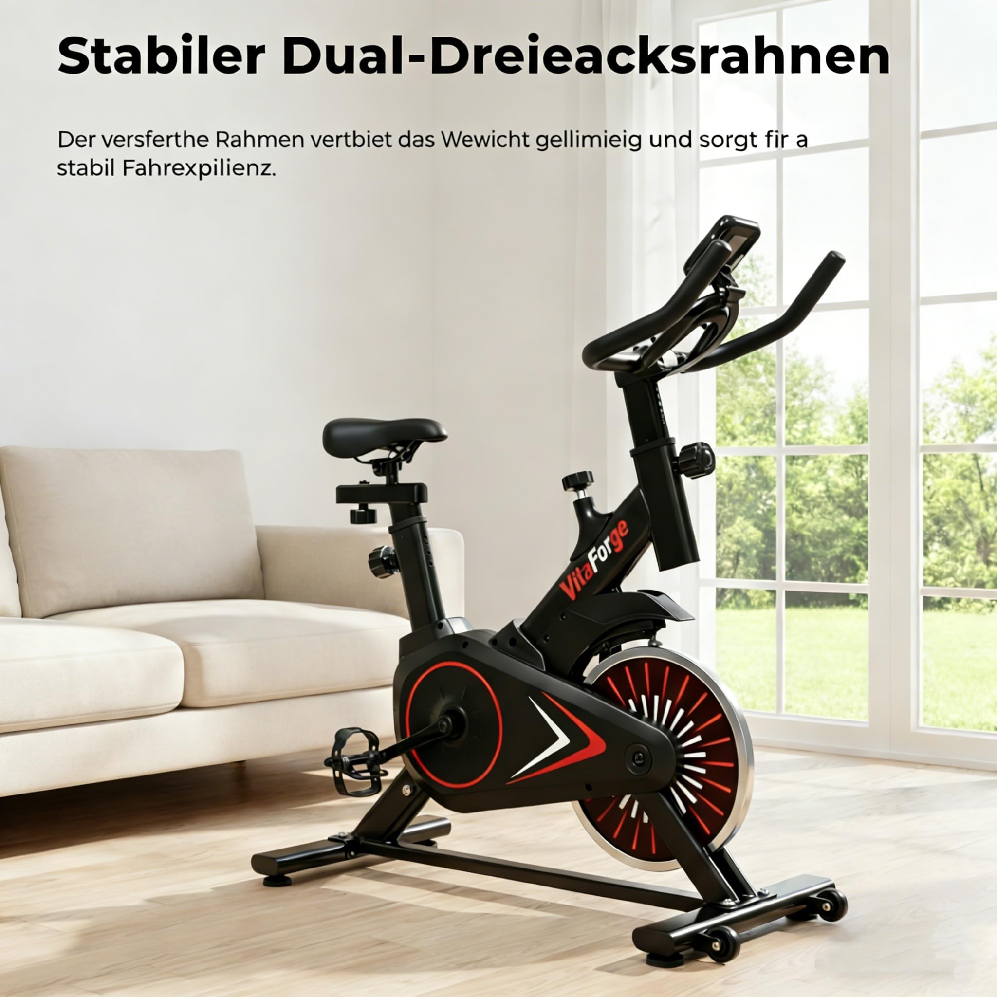 Domowy rower stacjonarny cichy z regulowanym oporem magnetycznym, regulowaną wysokością, sprzęt do treningu cardio w domu, z uchwytem na tablet, wytrzymały i przenośny rower do odchudzania i fitnessu