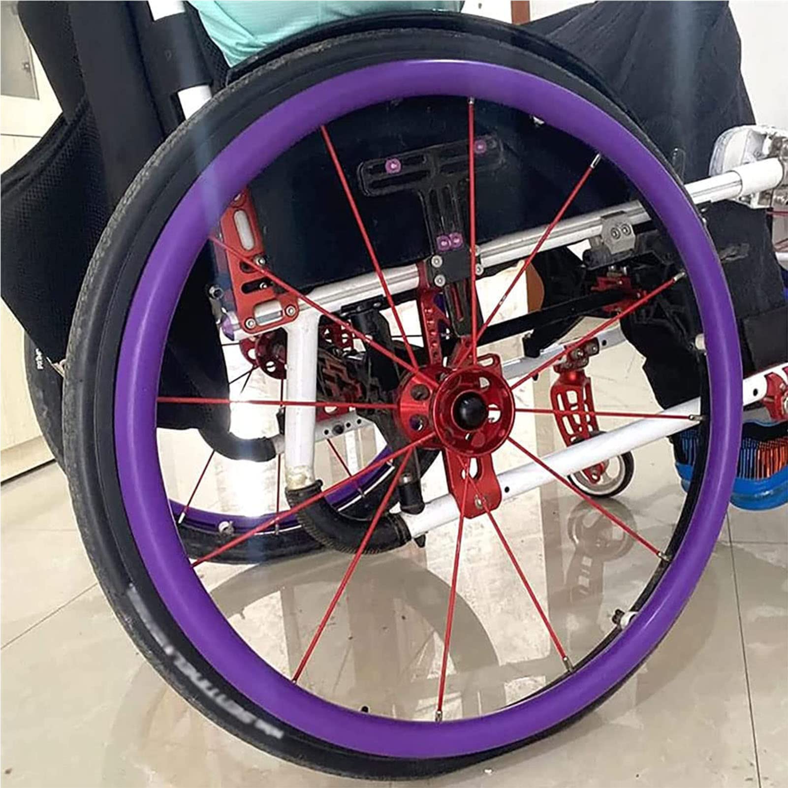 Funda para Silla de Ruedas, Accesorios para sillas de Ruedas, Fundas para aro de Empuje de 24 y 22 Pulgadas, 1 par de Fundas Antideslizantes y Resistentes al Desgaste.