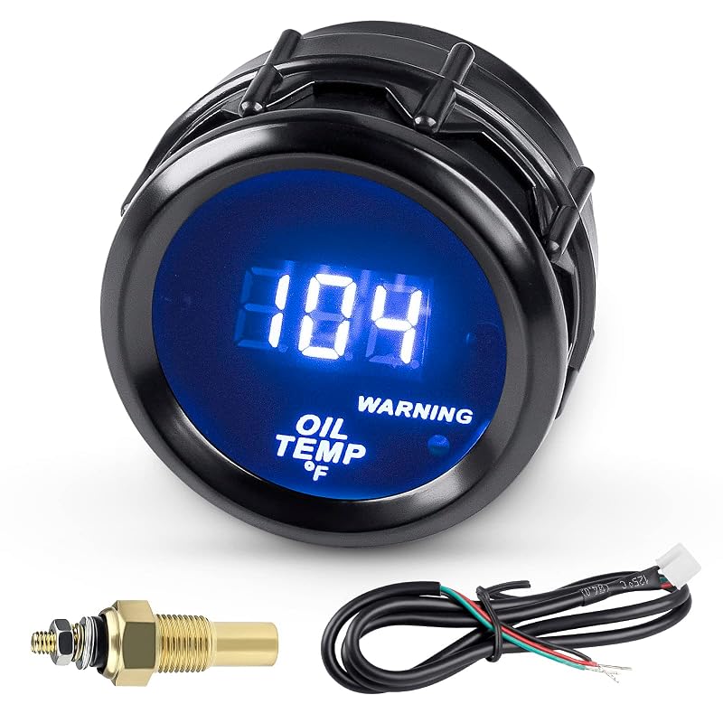 Manômetro de temperatura do óleo WATERWICH 12 V, 52 mm, com sensor NPT 1/8" – 1 unidade