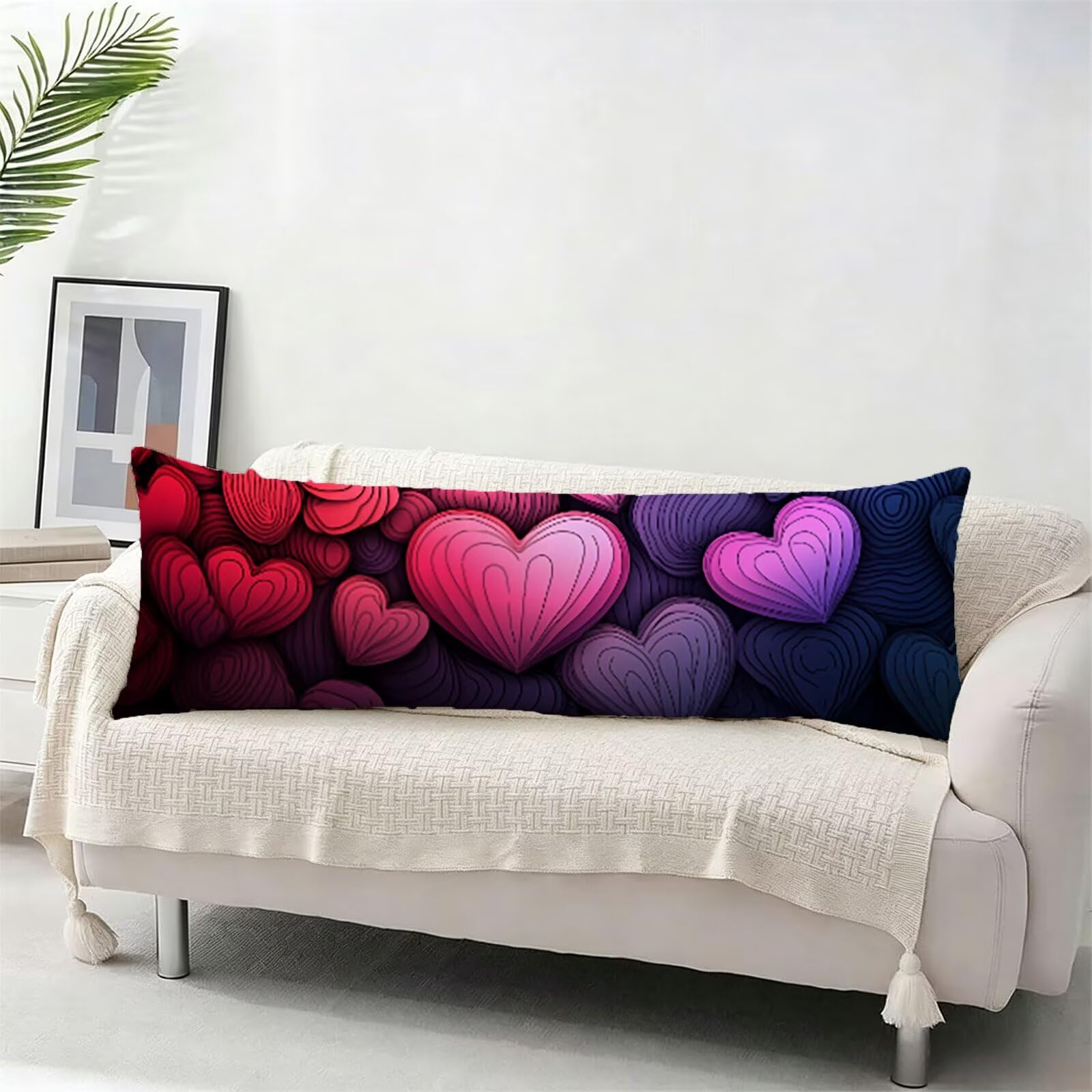 Taie de Traversin 135 cm Rouge Housse Traversin 135x45 cm Violet, Housse de Coussin de Corps Douce pour Dormeur Latéral, Taie Oreiller Lin avec Fermeture Éclair pour Salon Chambre Lit Canapé E0-871