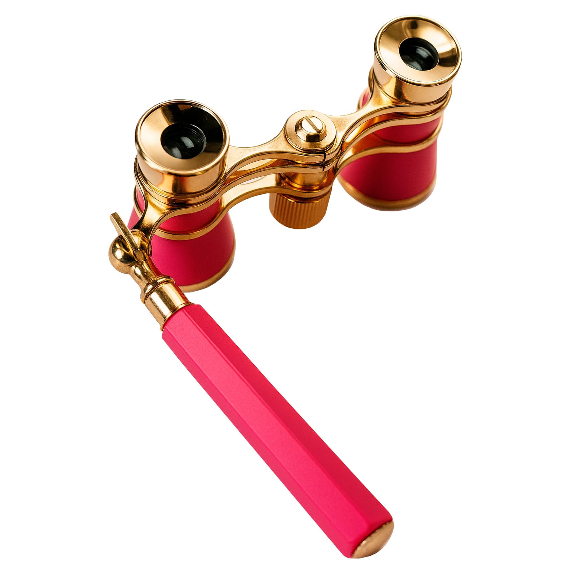 HQRP 3 x 25 Opernglas Fernglas mit eingebautem ausziehbarem Griff/rosa Perle mit Goldrand