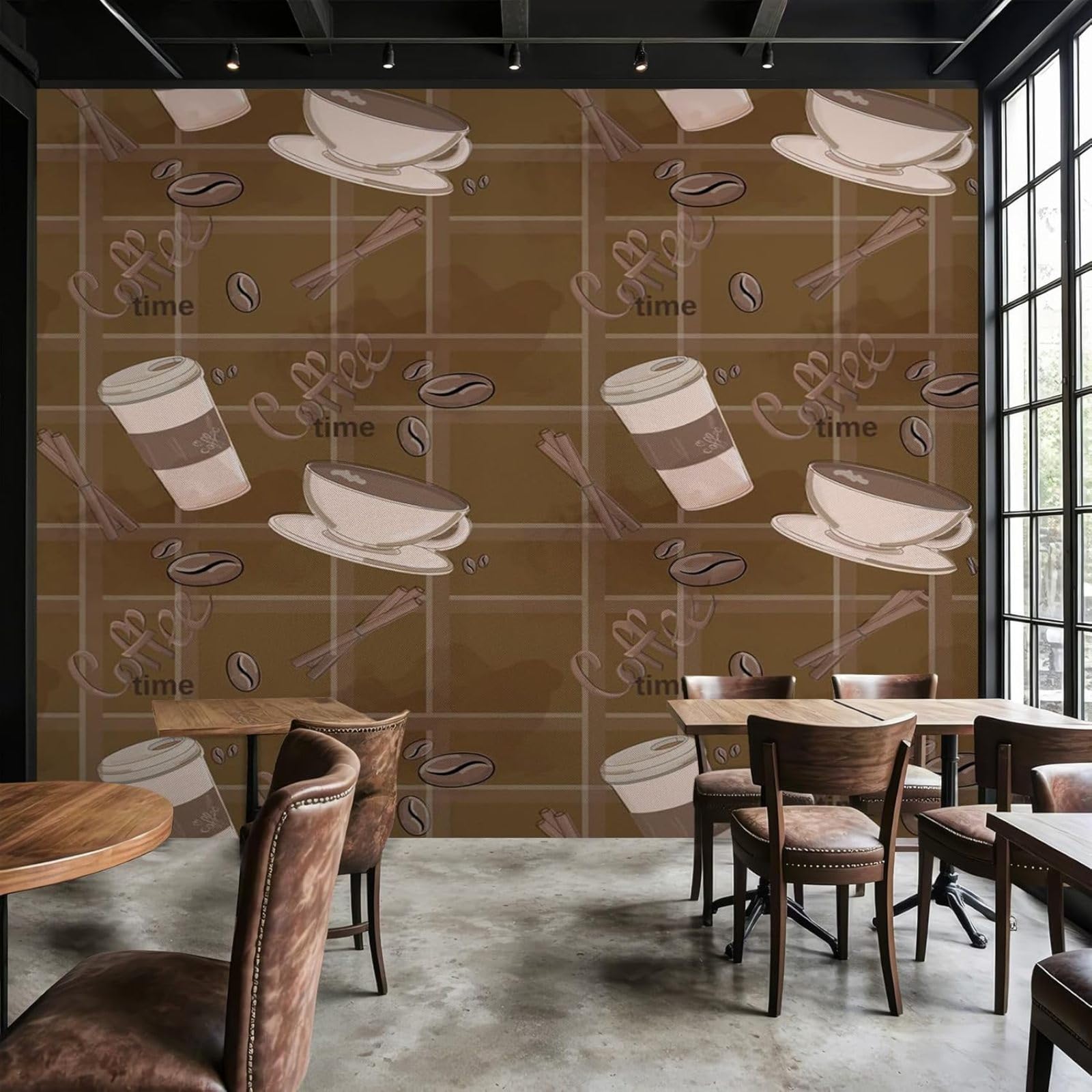 Hgjdjhnf 3D Mural Photo Wallpaper Coffee Cup Coffee Beans Cinnamon Kitchen Brown Beige Non-Woven Modern Living Room Bedroom Cafe Wall Decoration Motif Wallpaper,300Cmx210cm Wall Sticker - Background Wall - Painting - P
