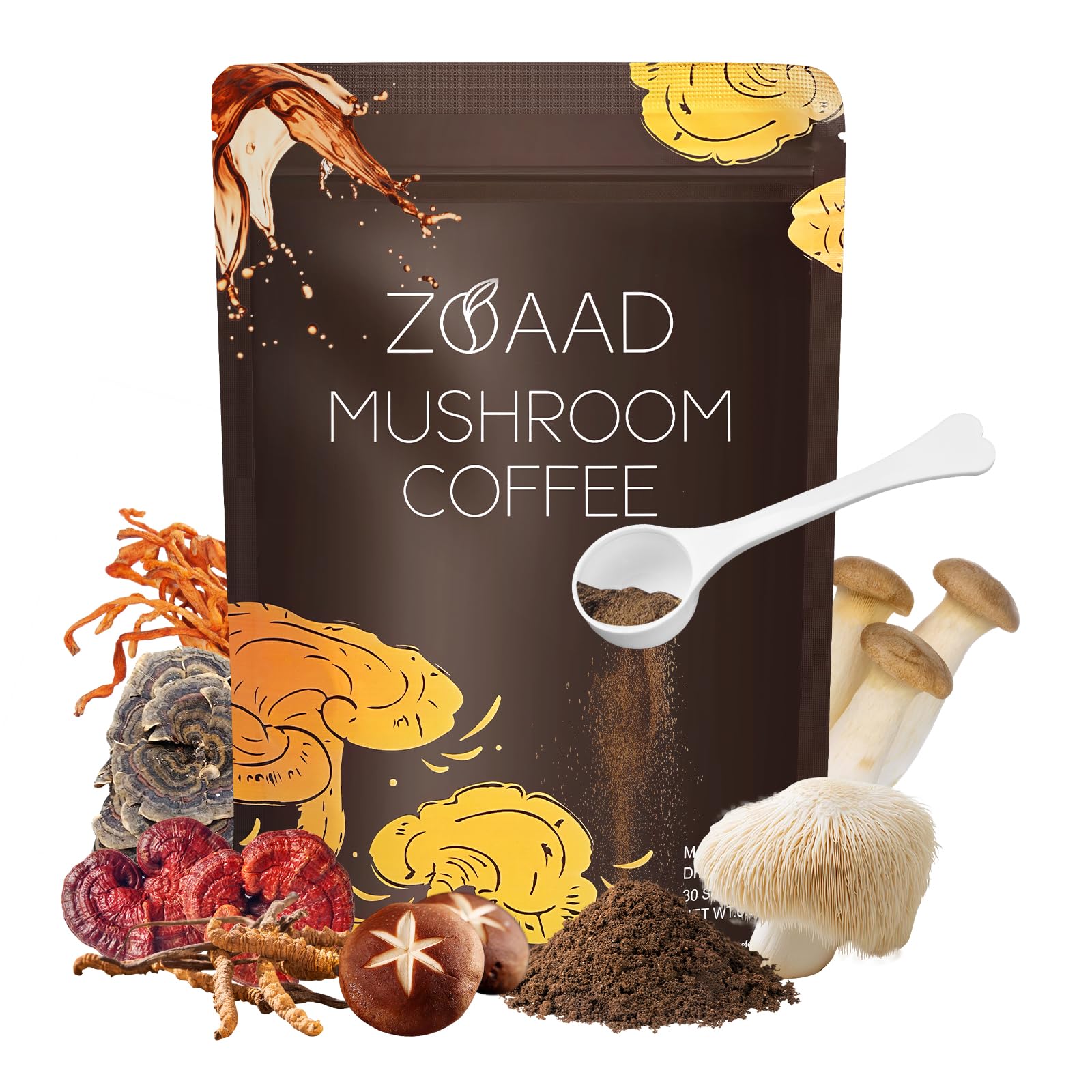 Mushroom Coffee, Organic 6 Mushrooms with Lion's Mane & Cordyceps Coffee for Sustained Energy, Mental Focus, Digestion & Immune Support, Instant