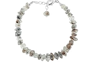 Handmade 8" Natural Raw Black Herkimer Diamond Bolo Bracelet