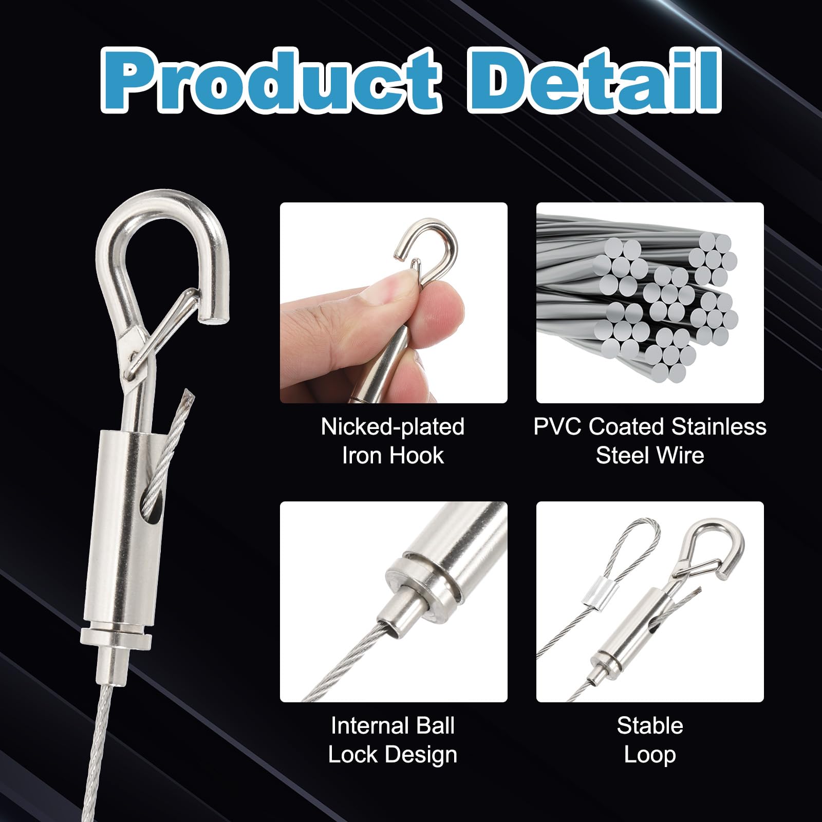 PATIKIL 6 Pcs Adjustable Picture Hanging Wire Kit - Image 3
