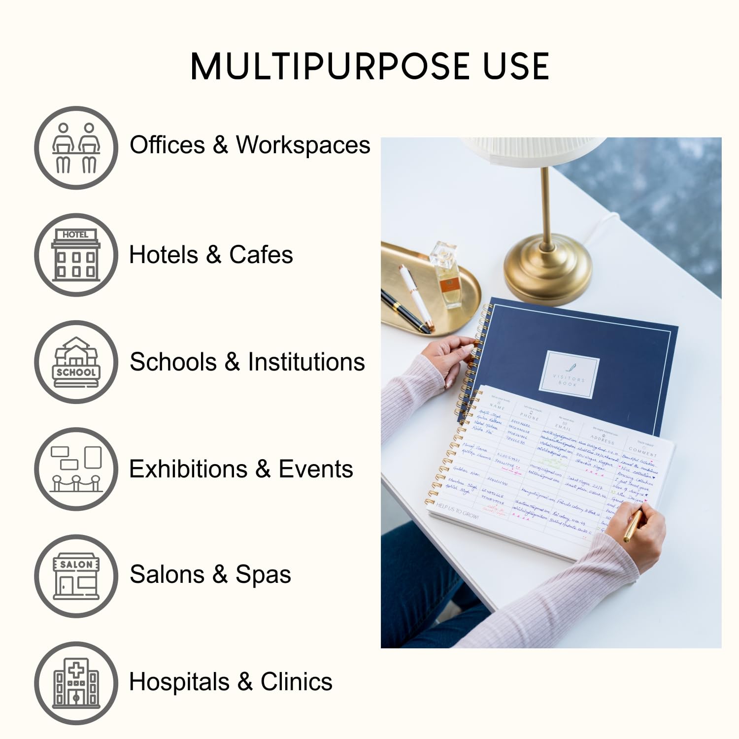 CHAARPAI Visitor Book β 8 x 12 Inches | Wiro Bound Guest Register for Hotels, Offices, Exhibitions, Boutiques & Business Use | Medium Size Visitor Log Book for Reception & Front Desk 3