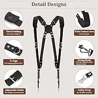 Vista 4 de Jumyee Double Camera Harness for 2 Cameras, Adjustable Dual Shoulder Leather Camera Strap for DSLR/SLR