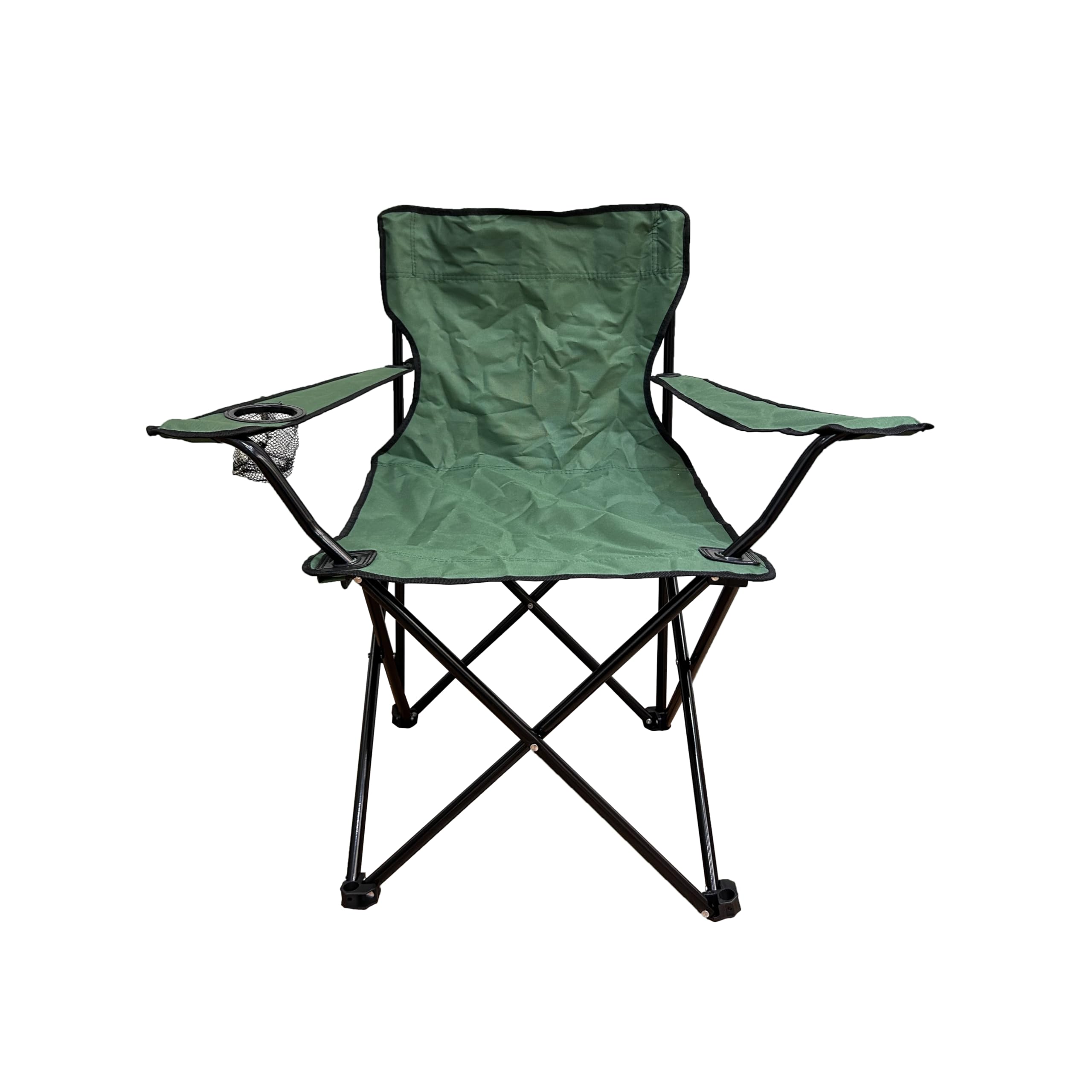 TCTNT Folding Camping Chair, Black, 600D Oxford Fabric, Lightweight Portable with Cup Holder, High Back, 120kg Capacity (Green)