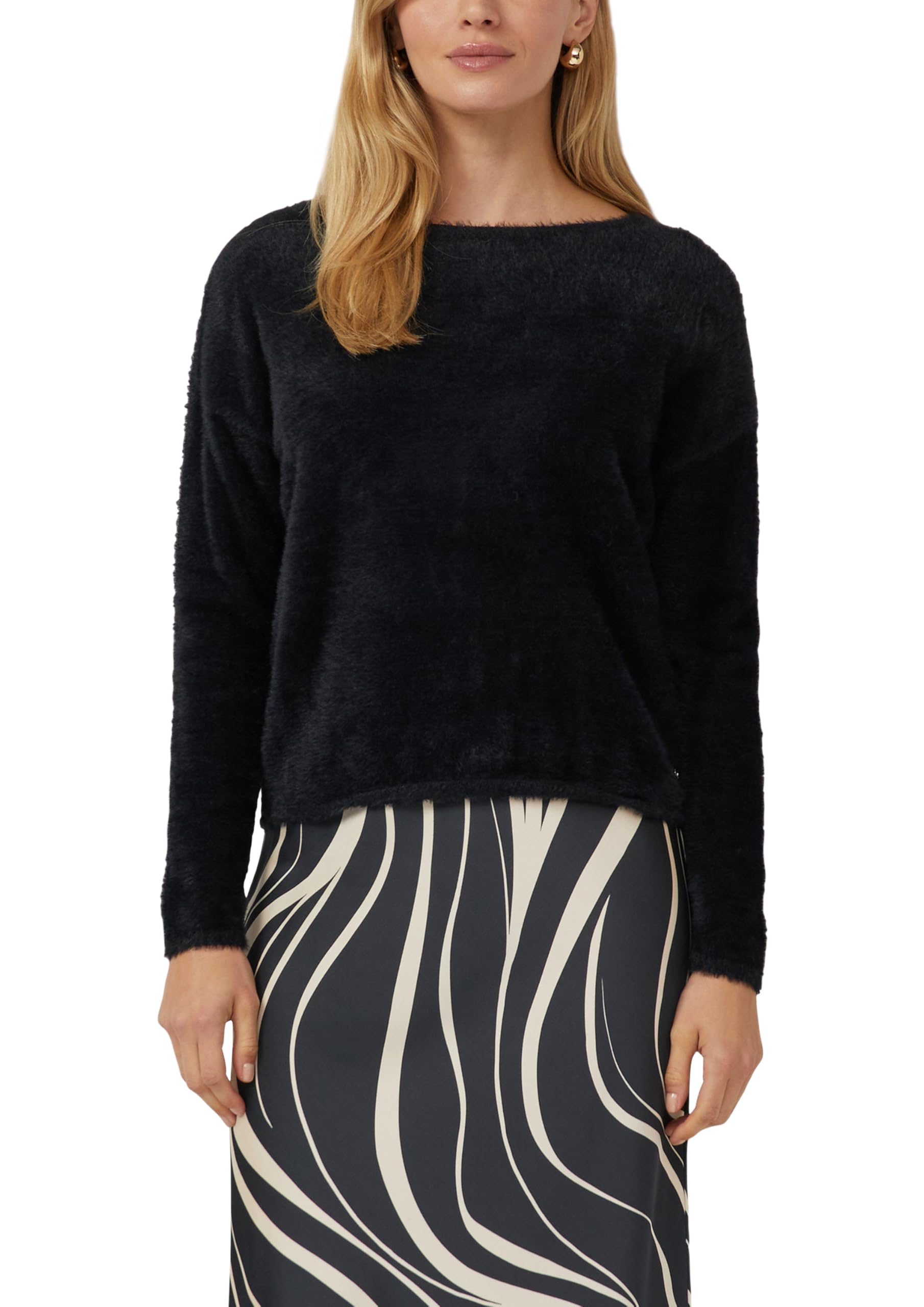 s.Oliver Flauschiger Pullover mit U-Boot-Ausschnitt