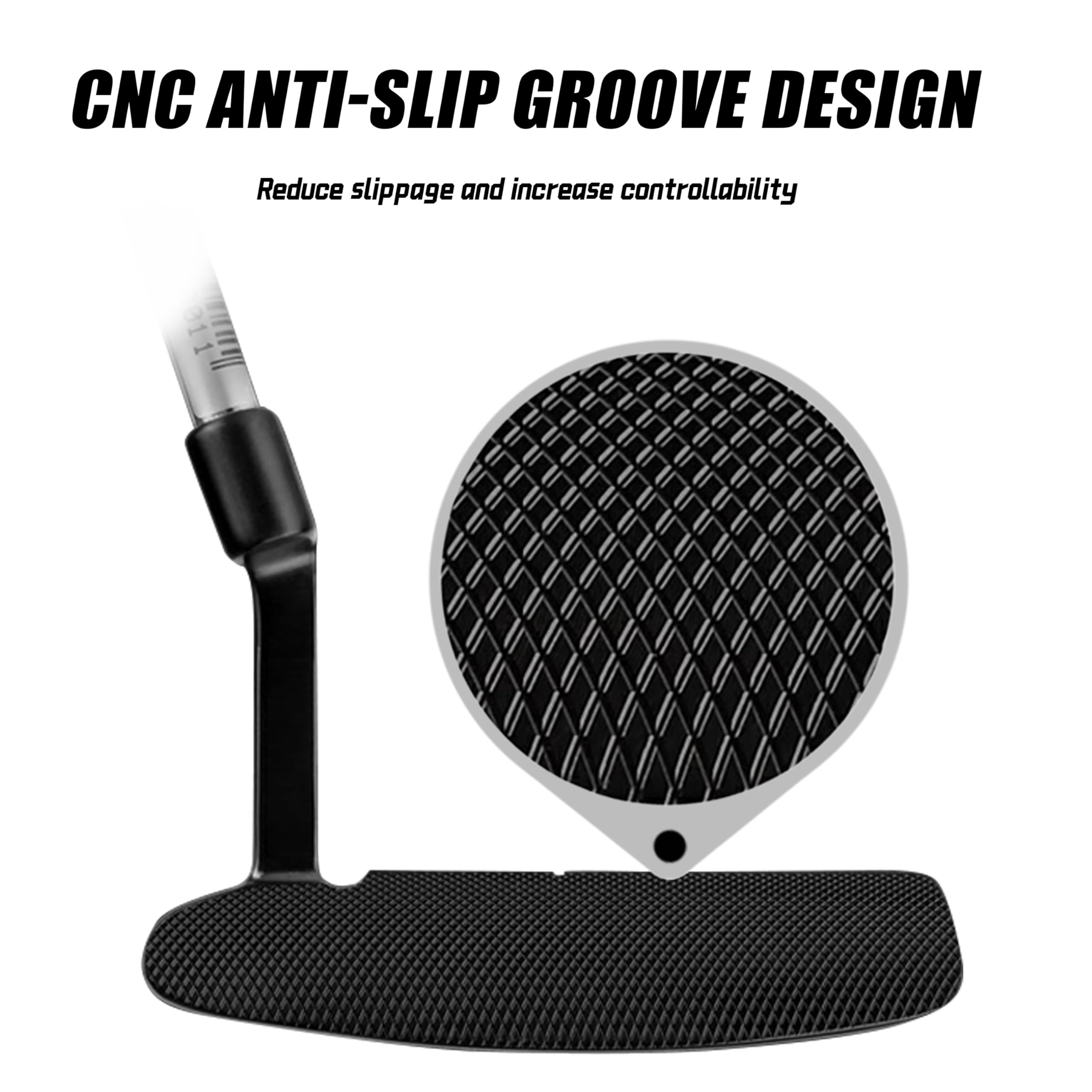 PGM Putter de Golf para Zurdos, Eje de Acero 950, Cabeza de Acero Inoxidable
