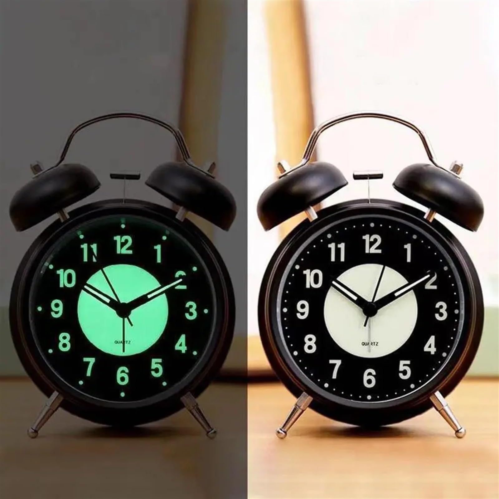 Despertador analógico luminoso, despertador retro de mesa, despertador de escritorio, funciona con pilas, con luz de fondo, fuerte para personas que duermen profundamente, despertadores para dorm