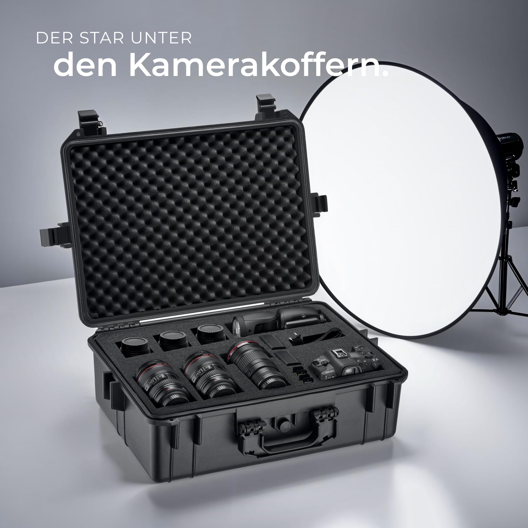 tectake® Kamerakoffer, Universalkoffer, Outdoor Box wasserdicht als Transportkoffer, Hardcase zur Lagerung von Kamera, Beamer klein, Foto Aufbewahrungsbox, LxBxH: 56 x 42 x 21 cm