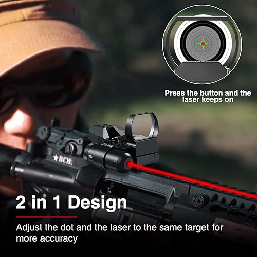 Miniatura 5 de CVLIFE 1x22x33 vista refleja punto rojo rojo verde 4 óptica retícula con láser e interruptor de almohadilla de presión para carril de 0.787 in