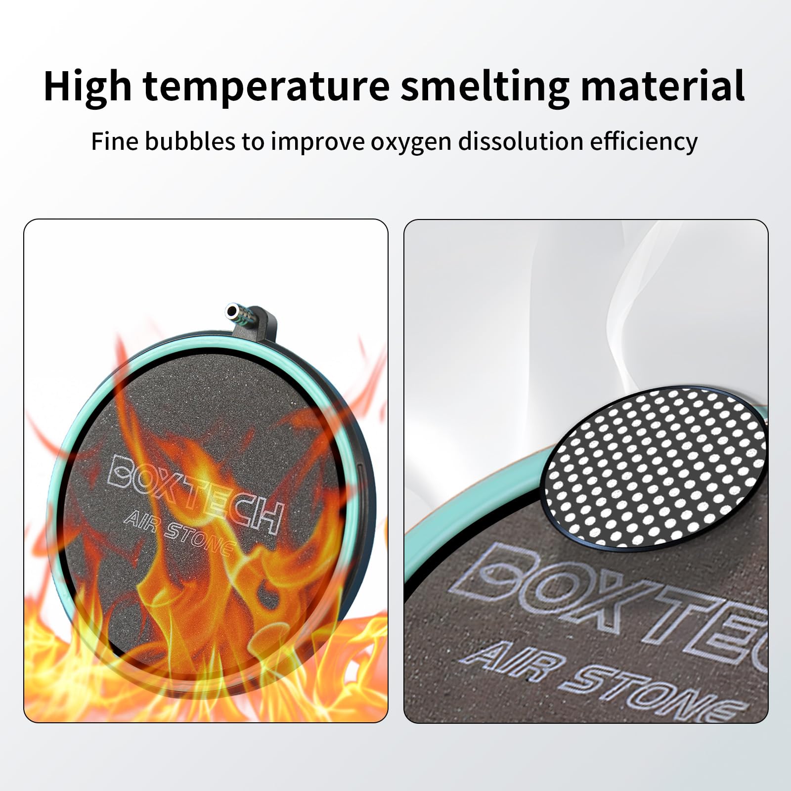 boxtech Bulle de poisson pour aquarium, aérateur d'oxygène dissous de 10,2 cm, kit de pierres à air pour aquarium avec tube d'air et accessoires de clapet anti-retour (sans pompe à air)
