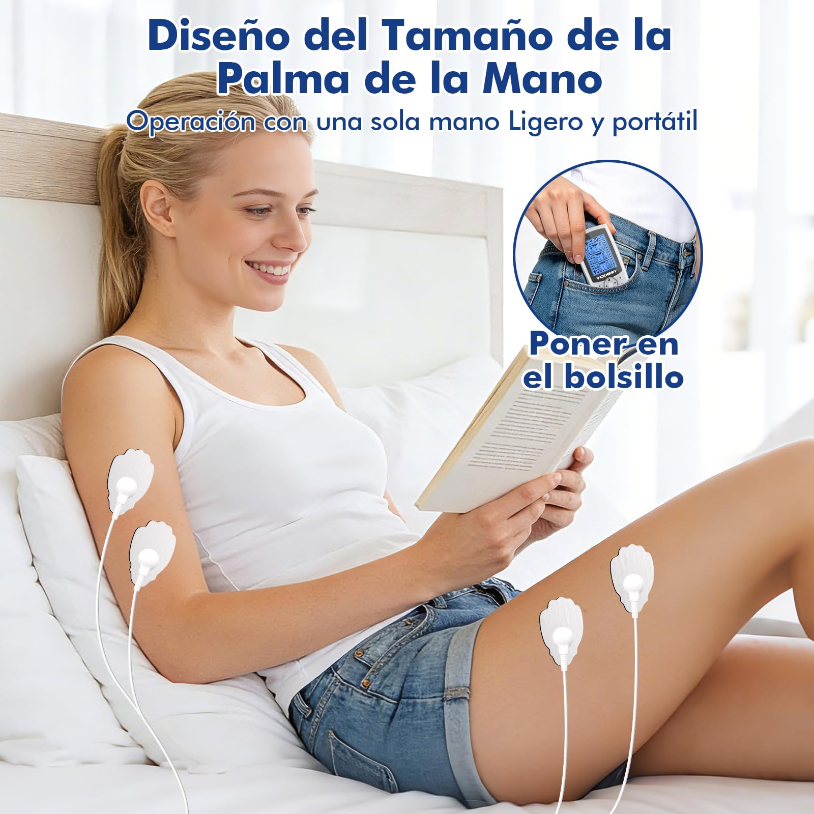 3 en 1 Electroestimulador Muscular de 36 programas, con función TENS EMS Masaje, 20 Niveles de Intensidad para Muscular Relajación, 2 Canales y 10 Electrodos, Función de Masaje
