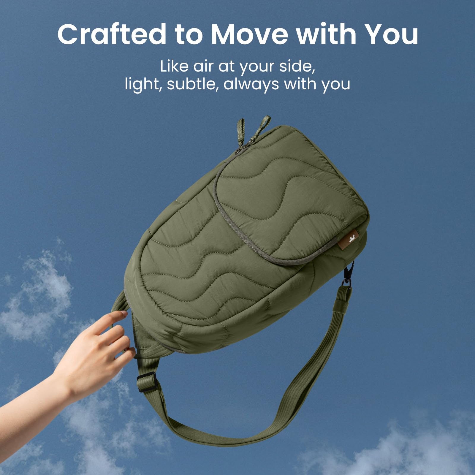 tomtoc Puffy Sling Plecak dla kobiet, modny, wysokiej jakości torba crossbody na iPada A16 27.9 cm, iPad Air M3/M2, iPad Pro M4/M2/M1, Nintendo Switch 2, lekka torba na klatkę piersiową, plecak na