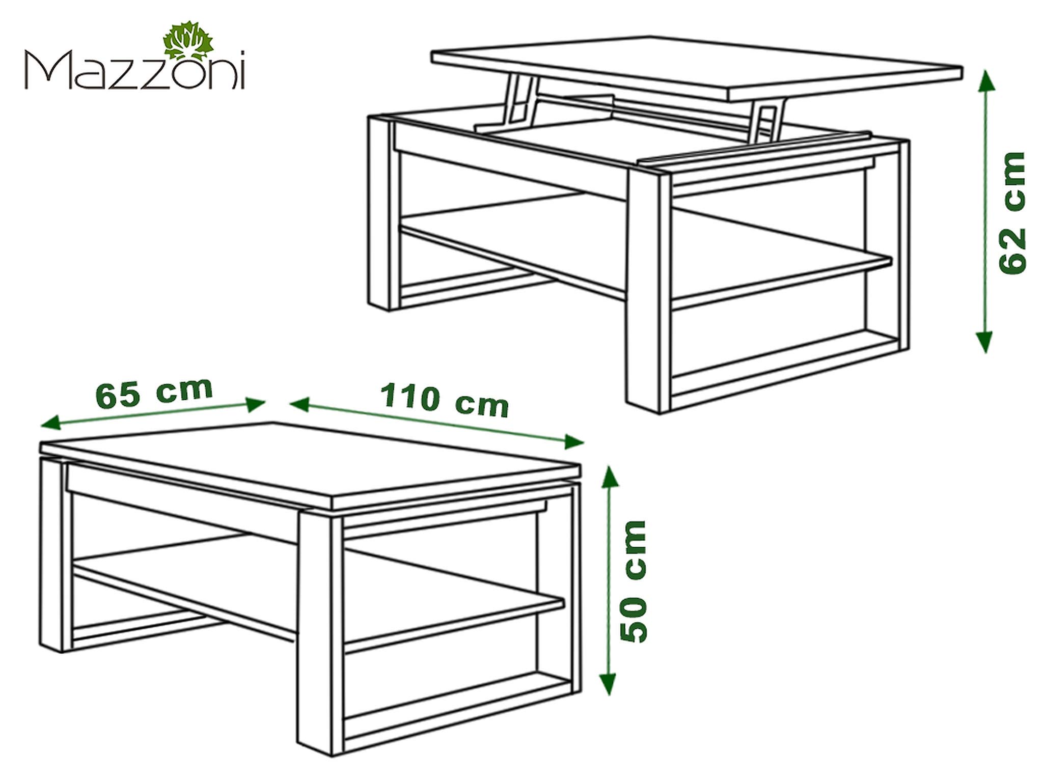 designimpex Design Couchtisch Multifunktion Arbeitstisch Tisch Nuo Ablage Esstisch, Farbe:Eiche Gold - Anthrazit matt