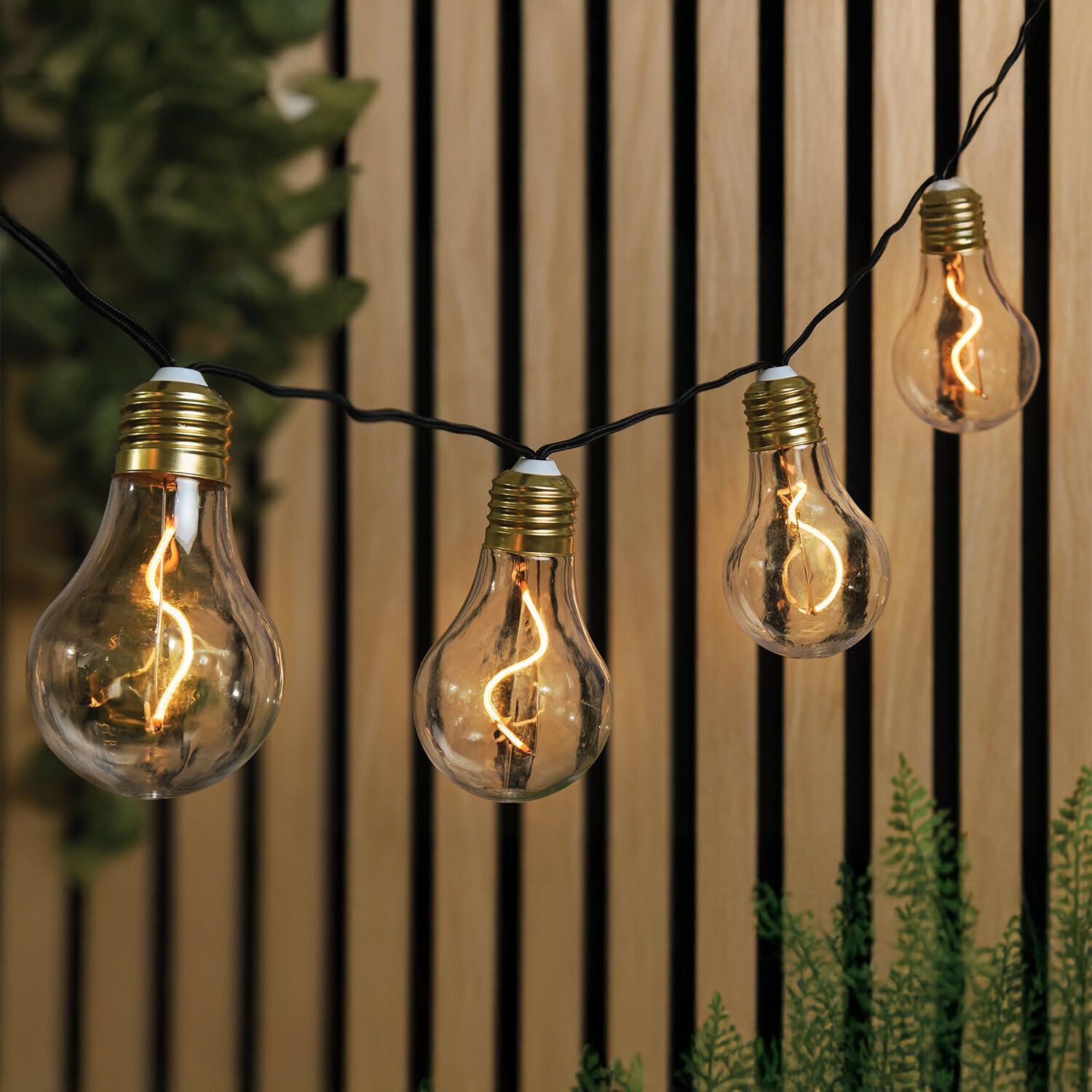 wilko 20 LED Indoor/Outdoor Neon String Light, Clear, Retro-Style Bulbs