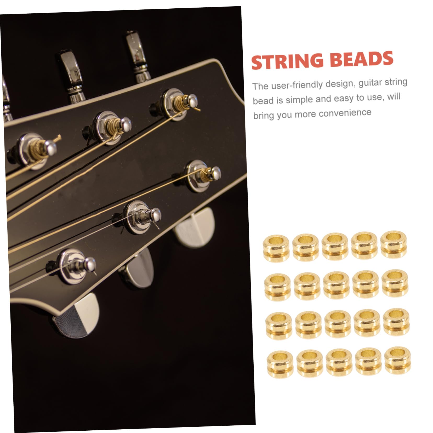 FAVOMOTO 2sets Folk Guitar String Beads Replacement String Beads for Guitar 20pcs*2