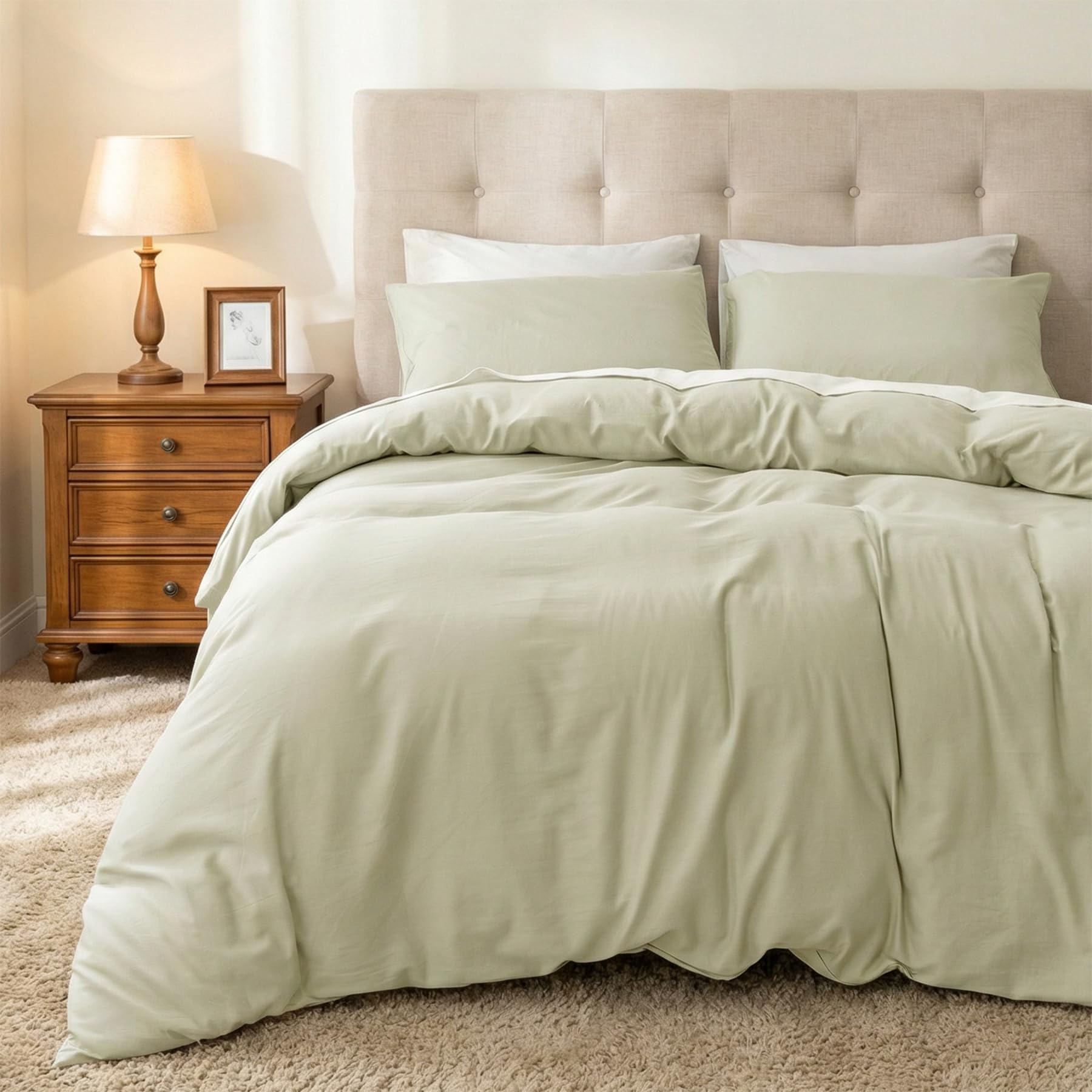 HeimenAogo Egyptian Cotton Duvet Cover Set King, Ultra Soft and Breathable Comforter Cover with Zipper Closure, High Thread Count Long Staple Cotton