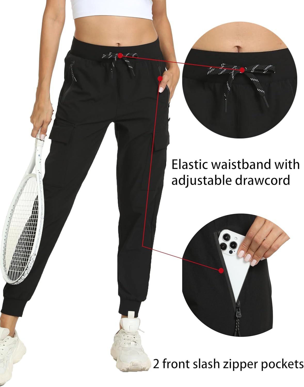 Women's Joggers Cargo Pants Lightweight Quick Dry Hiking Running Pants for Athletic Casual & Outdoor - Image 5