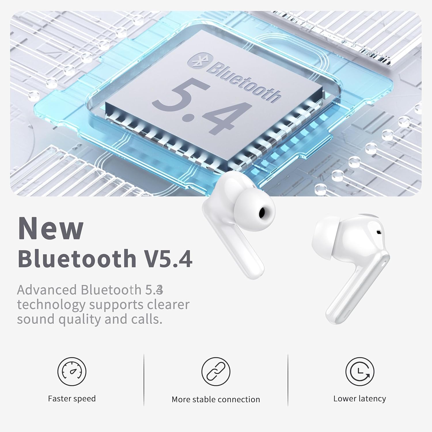 xinwld Bezprzewodowe słuchawki douszne, Bluetooth 5.3 słuchawki douszne z 4 mikrofonami ENC z redukcją szumów, 2025 słuchawki Bluetooth, mini stereo HI-FI