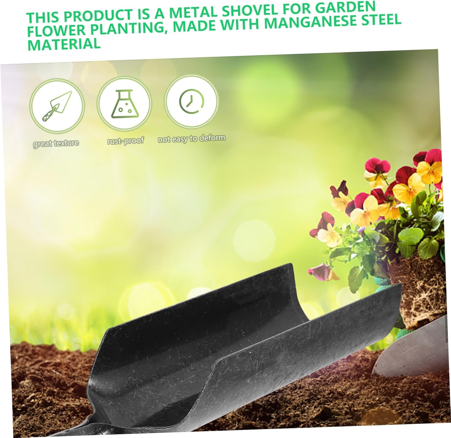 Kisangel Garden Spade Shovel Heavy Duty Metal Loosening Tool for Planting Weeding and Root Digging Narrow Spaces for Gardening and Work