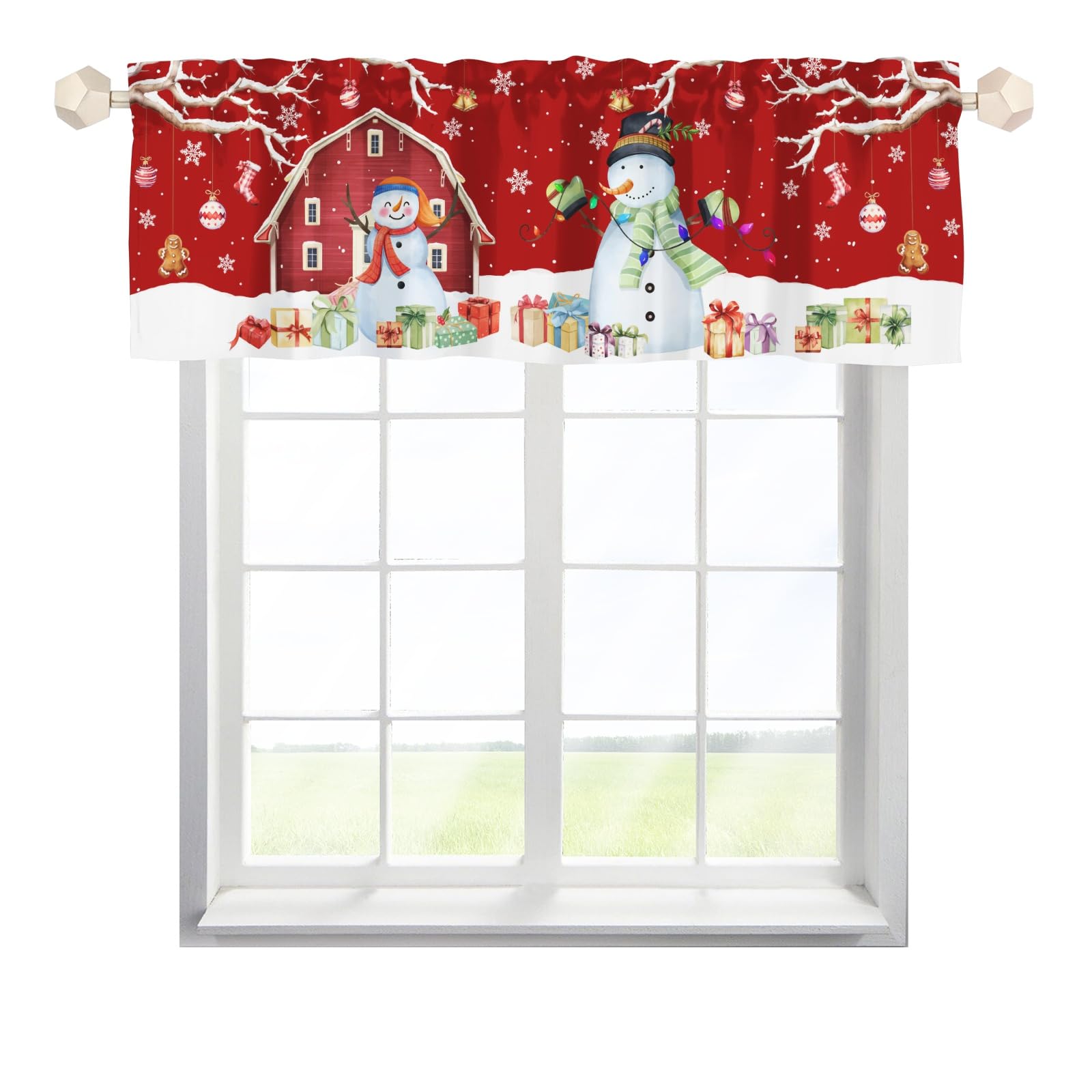 Valances for Window,Christmas Snowman Short Curtains Valance for Window,Blackout Window Valance,Rod Pocket Short Window Valance Curtains,Farmhouse Country Window Curtains for Bedroom Living Room