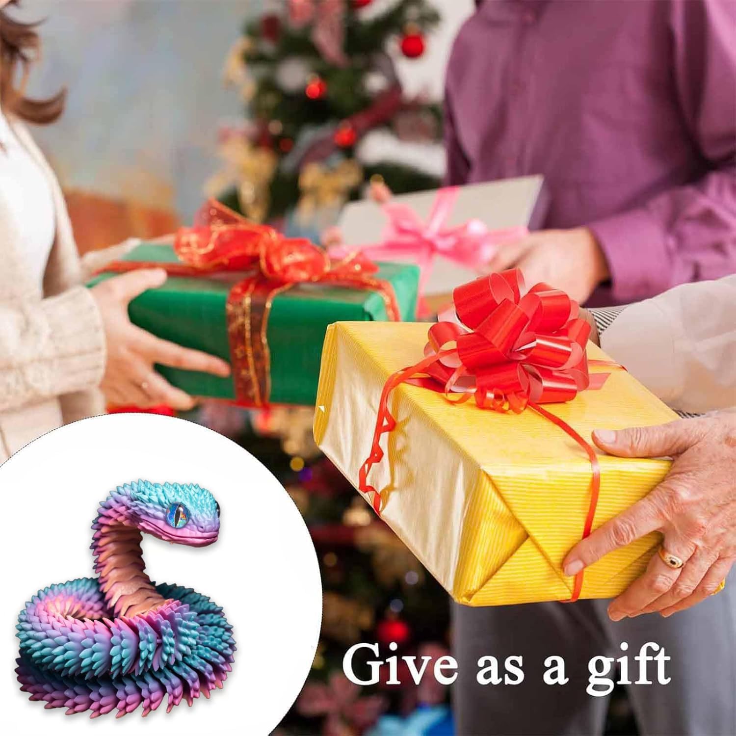 3D Printed Animals Set 3D Printed Snake Toys 3D Printed Articulated Flexible Fidget Toy 3D Printed Animals Exquisite Cute Pet Toy Children/Adults Fidget Toys (Random Candy, 11.8)