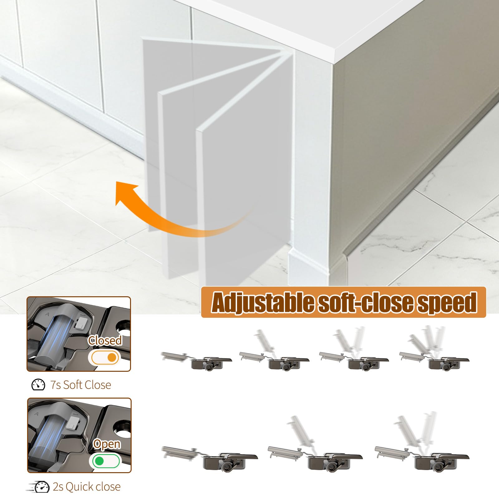 Mousike Soft Close Hinges - 40 Pack for Kitchen Cabinets -6