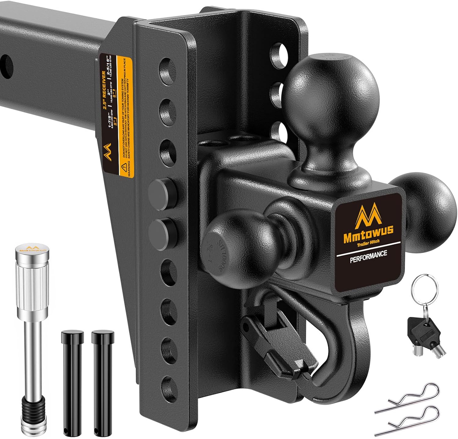 Adjustable Trailer Hitch -Drop Hitch Fit 2.5" Receiver-8" Drop/Rise