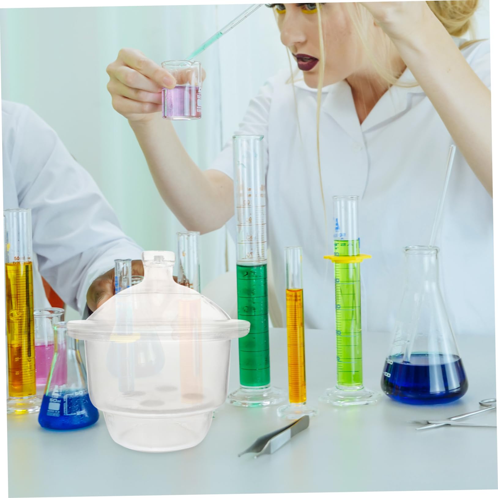 Jarra Secadora de Vidrio, Desecador de Laboratorio para Vacío | Frasco para Experimentos, Fácil de Transportar, Operación Cómoda, para Aprendizaje y Presentación