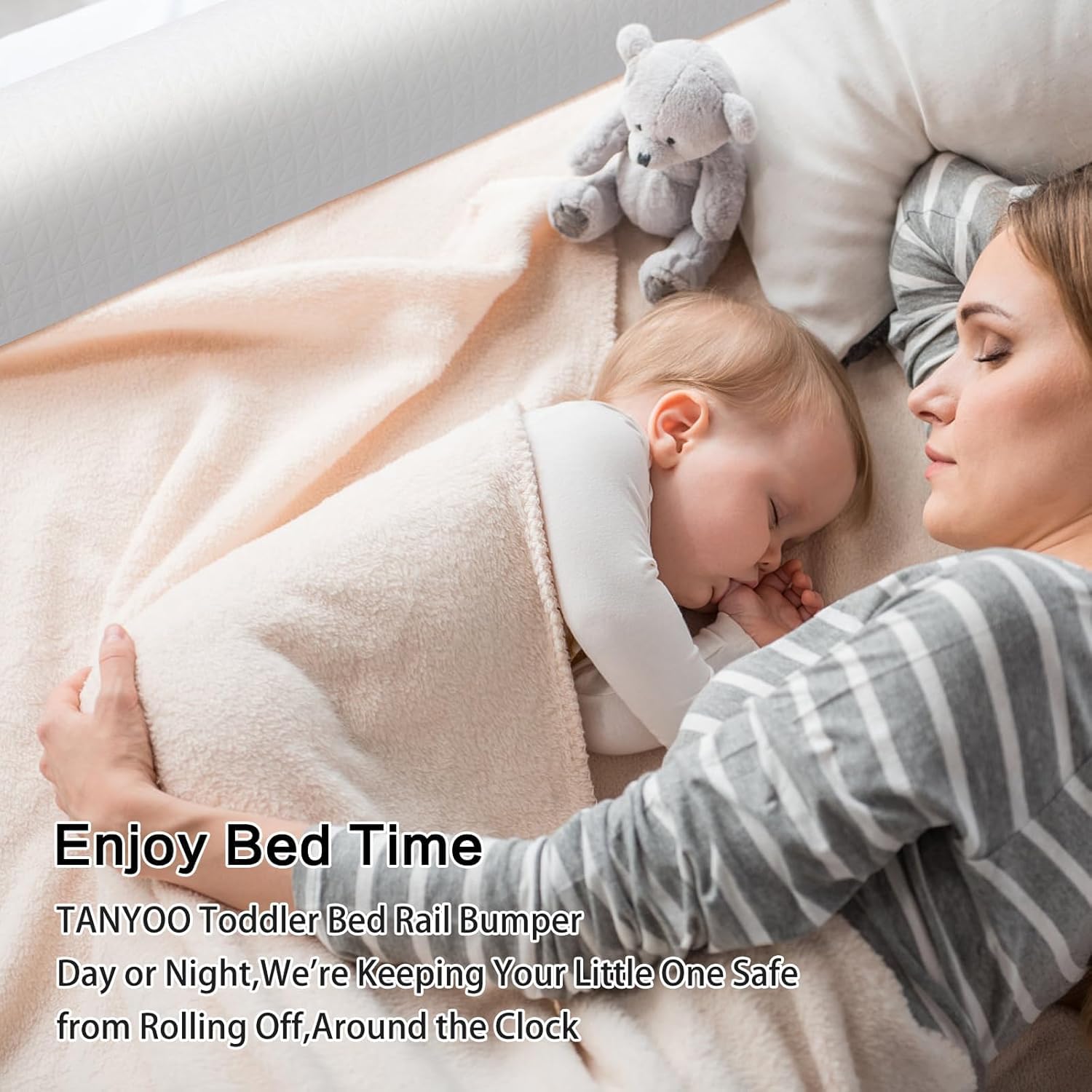 Bettgitter Bettkantenschutz für Kinderbett Schutzkissen Bed Bumper mit rutschfeste und Waschbarer Bezug Rausfallschutz Bettsicherung für Kleinkinder Baby Erwachsene