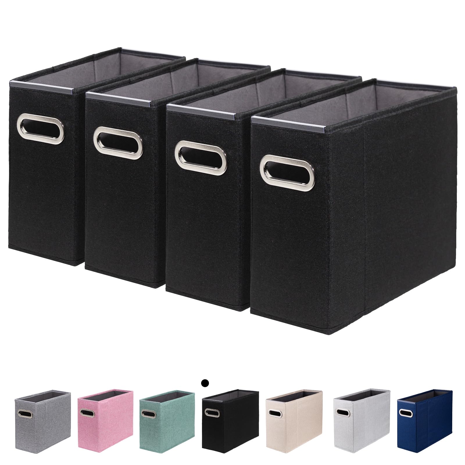 ComfortKeeper 4 Packs Letter Size File Organizer, File Folders Organizer, Fabric Storage Box, Collapsible Paper Organizer with Metal Handle, Smooth