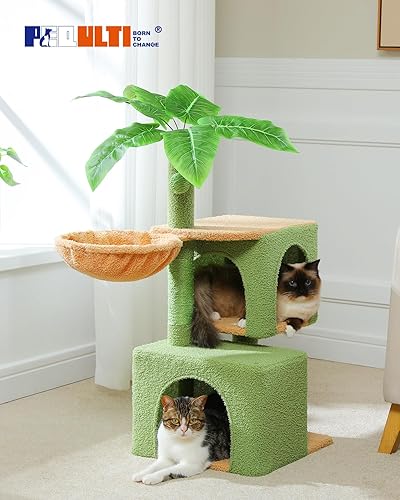 Miniatura 7 de PEQULTI Árbol de gato de 43.3 pulgadas para gatos de interior, torre de árbol de Navidad para gatos grandes con postes rascadores para gatos, 2
