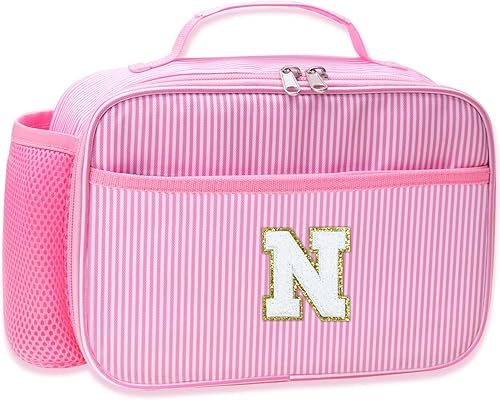 Miniatura 32 de RHCPFOVR Lonchera con inicial para niños, lonchera aislada para niños y niñas, lonchera lavable y lonchera reutilizable a prueba de fugas para la