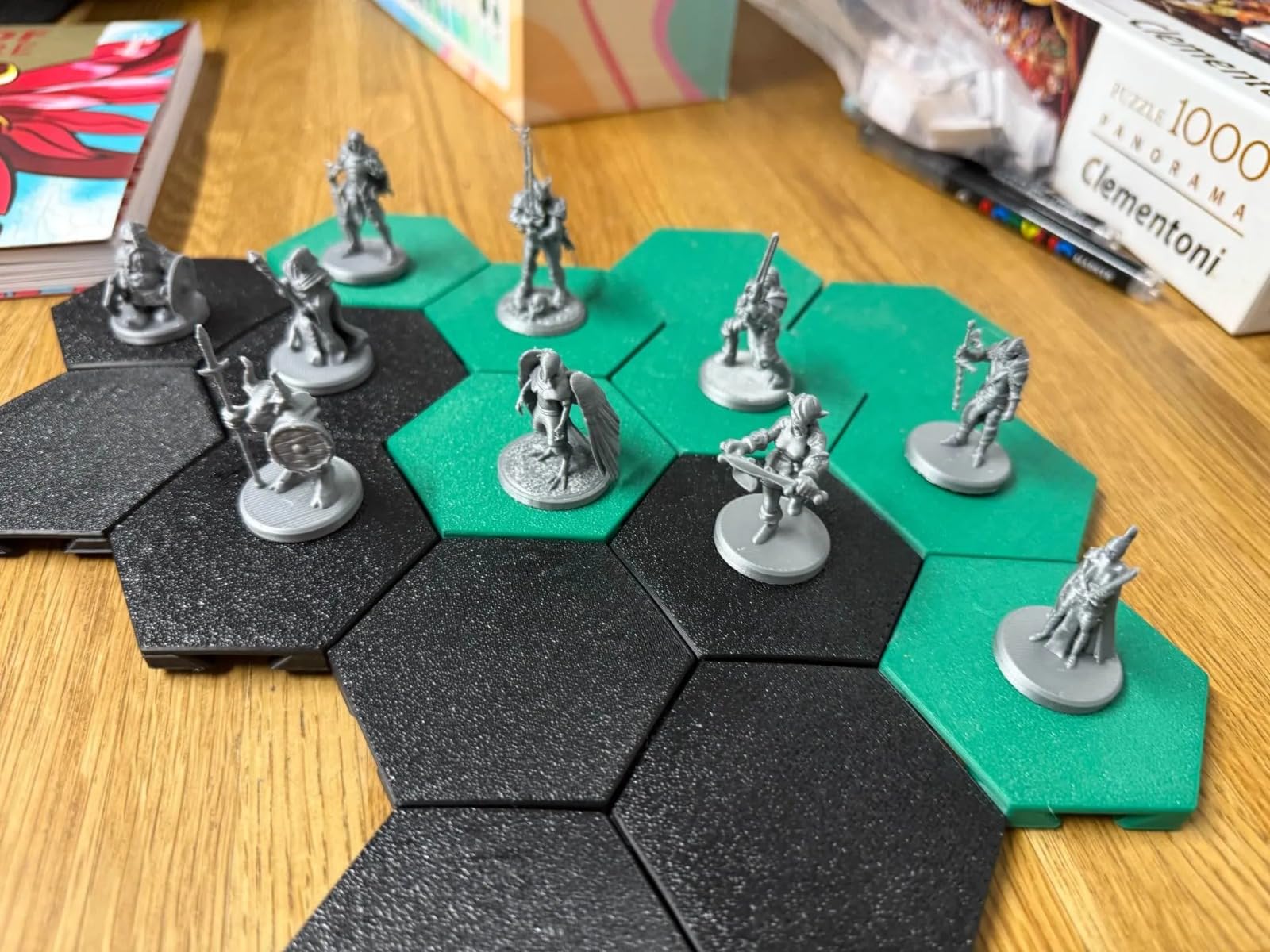 3D CUBES Miniature Fantasy Warrior Figurines Set, Grey and Blue, Tabletop Gaming Pieces, 11 Pieces 2