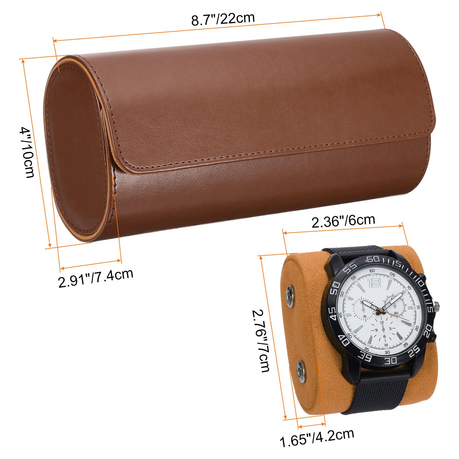 Étui de voyage à roulettes pour montres Sourcing Map, 3 emplacements, étui portable en cuir pour montres homme et femme, organisateur de rangement avec coussins amovibles pour les voyages, l'exposit