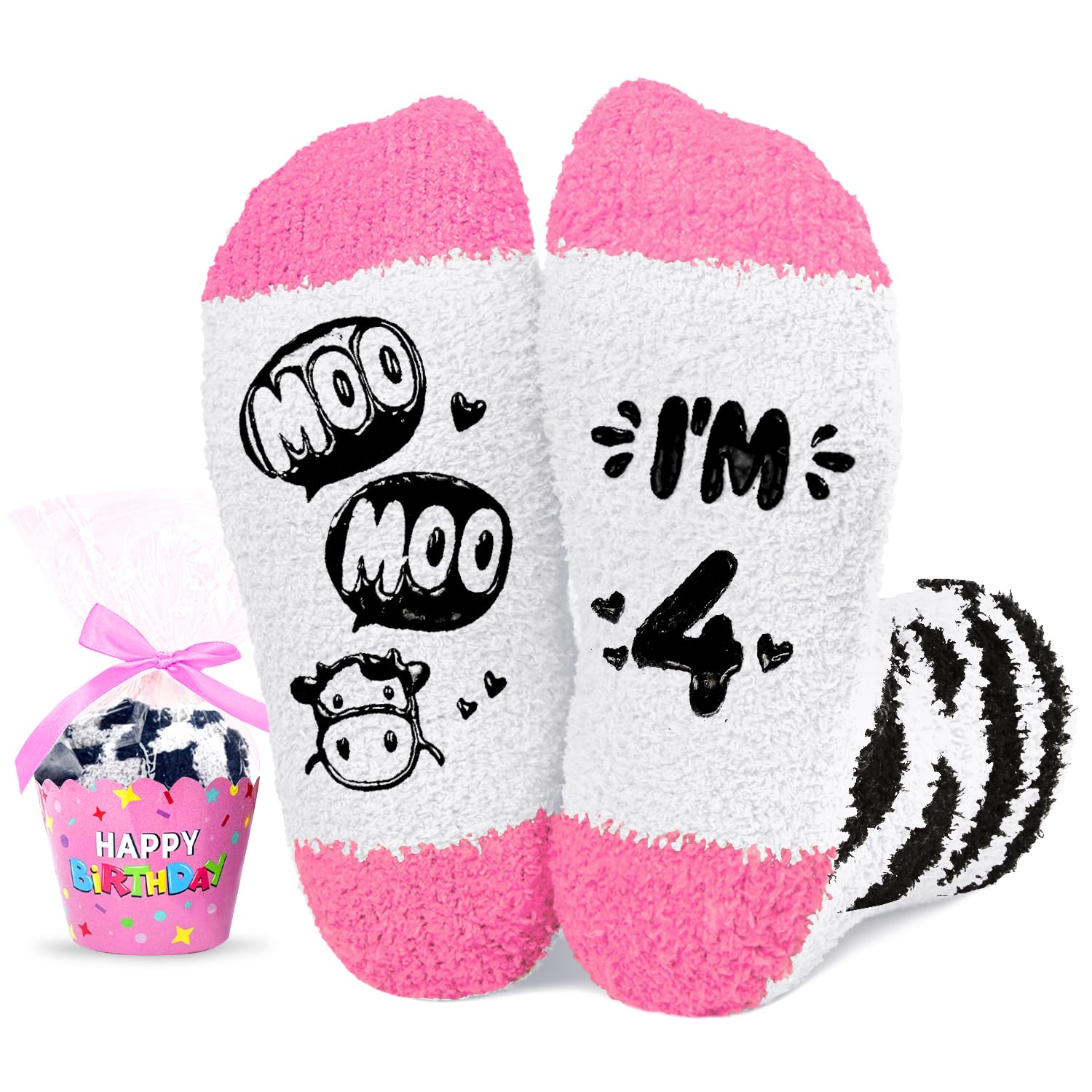 HAPPYPOP 4-12 Years Old Birthday Gifts for Girls - Cow Socks for Kids, Presents for Child Age 4-12