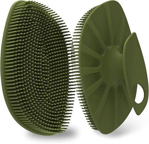 HieerBus Cepillo de ducha plano de silicona, exfoliante suave y masaje, enjabona bien y más higiénico que la esponja de lufa tradicional, 1 paquete