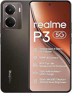 realme P3 5G Smartphone, 12 + 512 GB, 5260 mAh Battery, 45 W Charge, Snapdragon 6 Gen 4 Chipset, 50 MP AI Camera, 2000 nits Pro-Esports 120 Hz Display, IP69, Green (No Adapter) product image