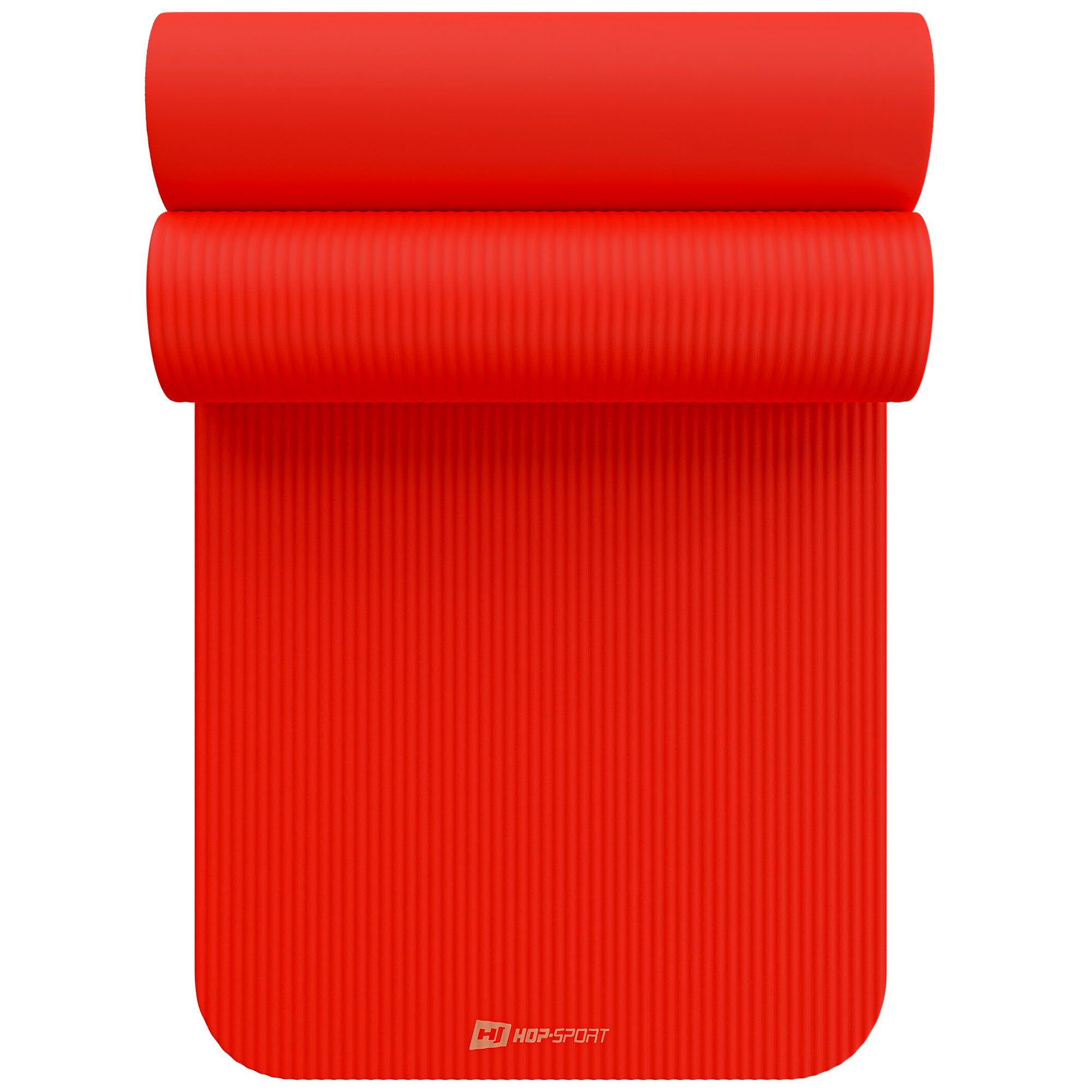 Hop-Sport Gymnastikmatte 190 x 60 cm x 2 cm, Sportmatte - gelenkschonend & rutschfest, Fitnessmatte aus NBR-Schaumstoff - extra-dick + Tragegurt- RED MOON