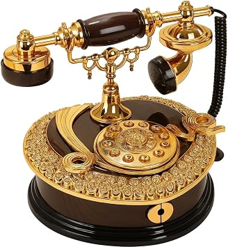 L ks Retro Alt n D ner Telefon Fig rl  Kurmal  M zik Kutusu   Nostaljik Antika G r n ml  Melodili Masa  st  Dekor