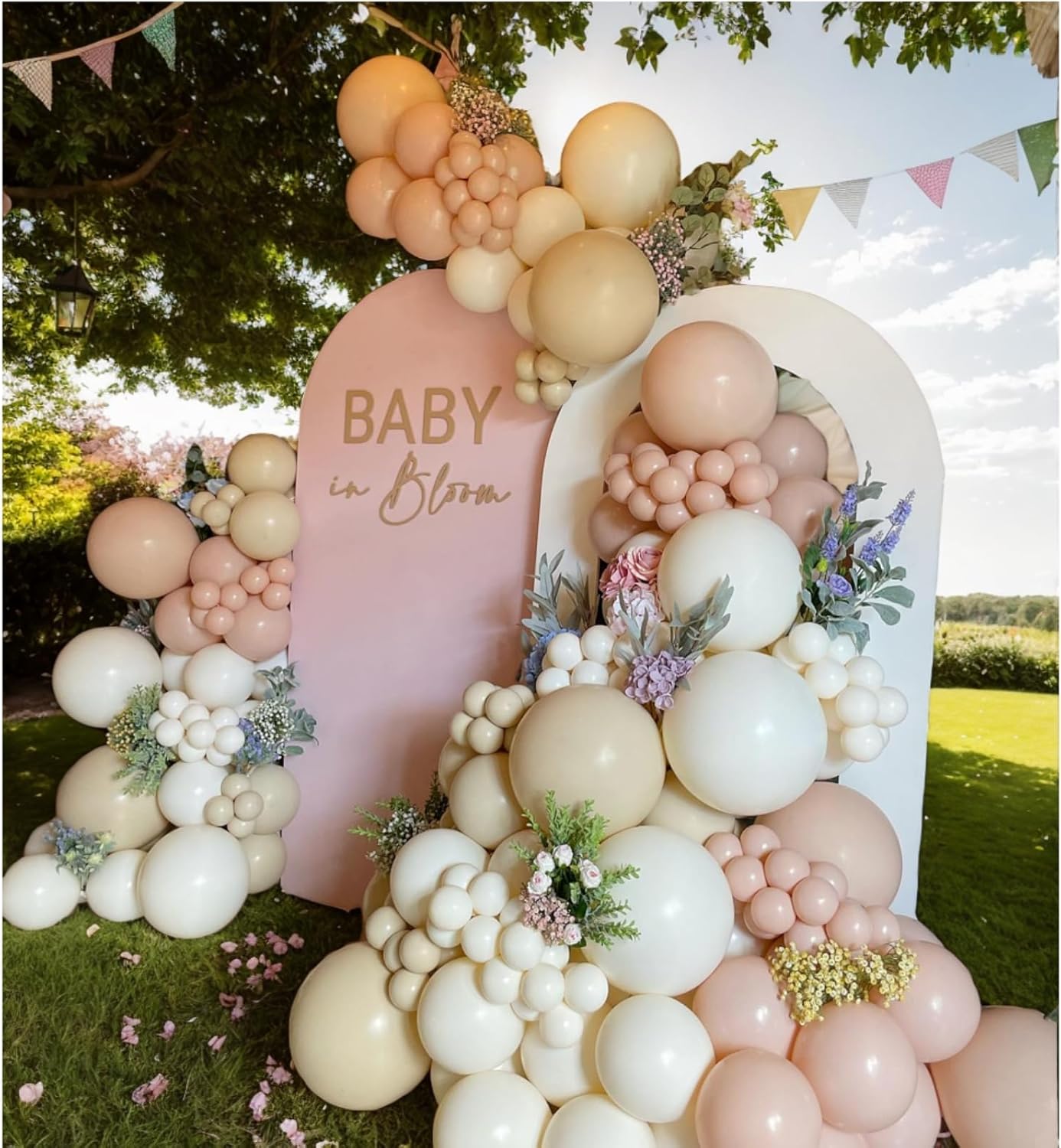 145Pcs Boho Dusty Pink Balloon Arch Kit – Neutral Pink, White Sand, Ivory Balloons Garland for Birthdays, Weddings, Bride Shower and Gender Reveal Party Decorations