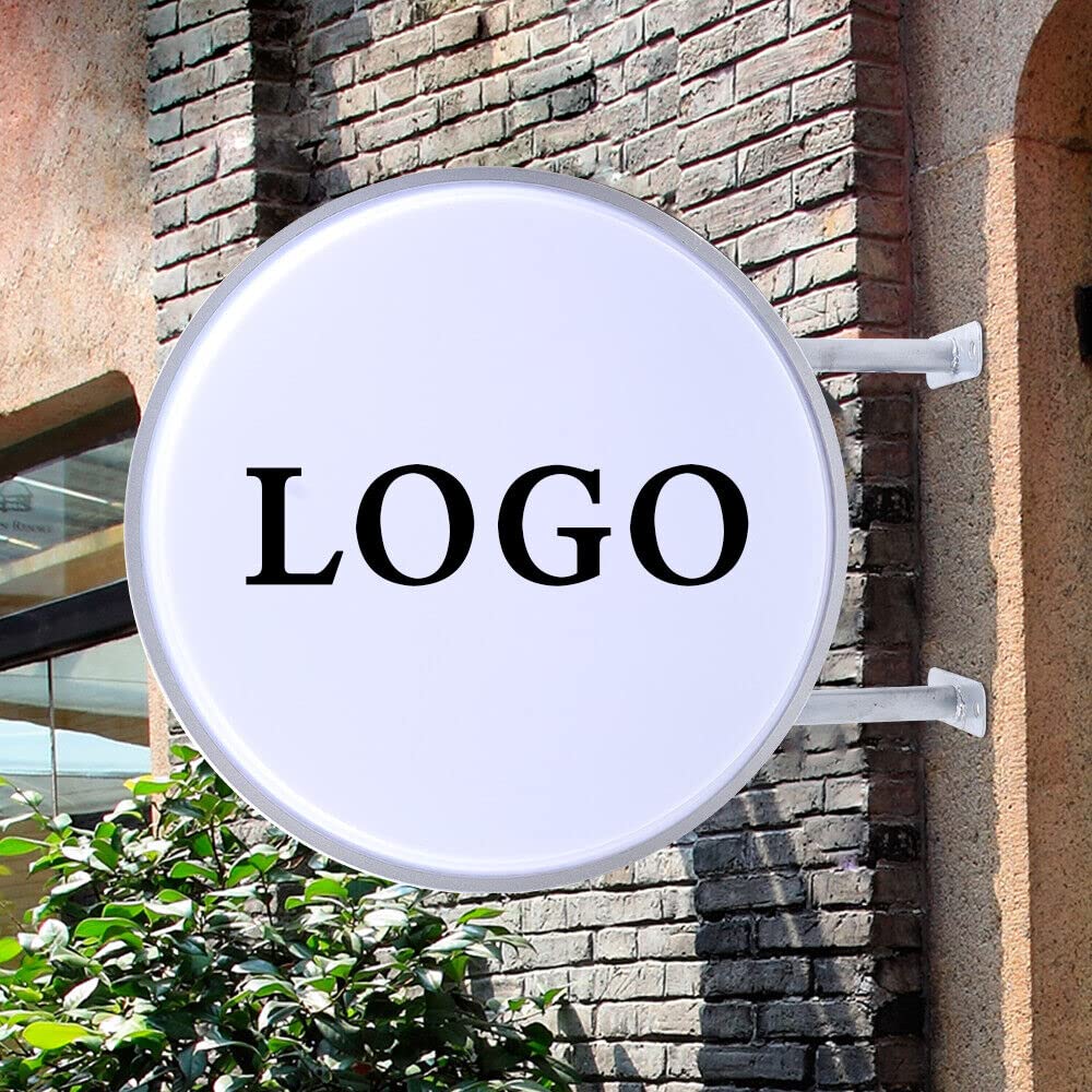 Cartel luminoso de neón de doble cara LED redondo de 50 cm para publicidad exterior, publicidad publicitaria, letrero luminoso para restaurantes, tiendas, bares