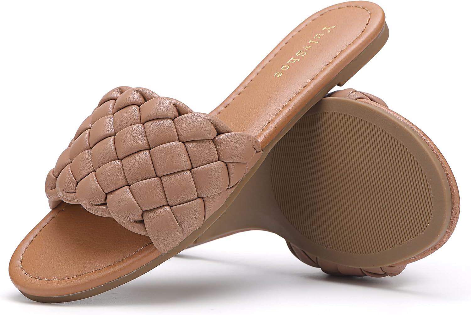 YULVSHOE Women's Braided Flat Sandals Fashion Woven Open Toe Slip On Slides Strappy Beach Sandals Slippers For Summer - Image 3